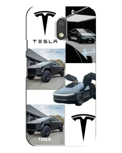 Чехол для Motorola MOTO E3 с картинкой «Коллаж Cybertruck Tesla»