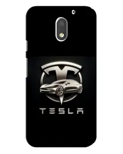 Чехол для Motorola MOTO E3 с картинкой «Tesla — серебристое авто»