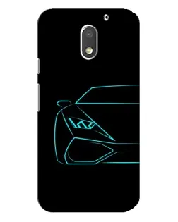 Чехол для Motorola MOTO E3 с картинкой «Голубой силуэт Lamborghini»