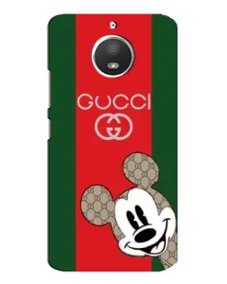 Чехол для Motorola MOTO E4 с картинкой «Gucci — полосы и Микки»
