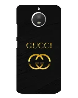 Чехол для Motorola MOTO E4 с картинкой «Золотой логотип Gucci»