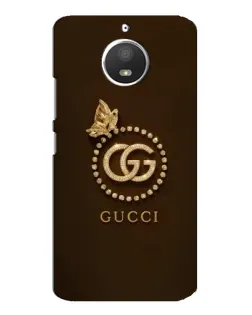 Чехол для Motorola MOTO E4 с картинкой «Gucci — золотая бабочка»
