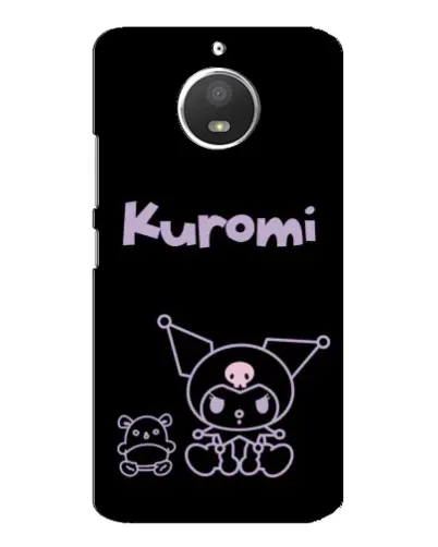 Чехол для Motorola MOTO E4 с картинкой «Kuromi — черный минимализм»