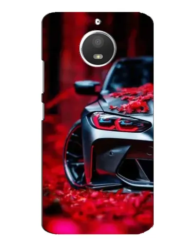 Чехол для Motorola MOTO E4 с картинкой «Спортивная BMW и цветы»