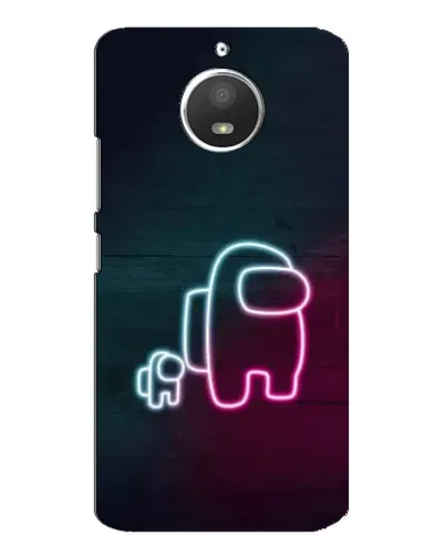 Чехол для Motorola MOTO E4 с картинкой «Among Us неон-арт»