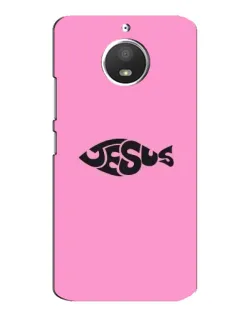 Чехол для Motorola MOTO E4 с картинкой «Розовый символ  Jesus»