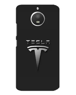 Чохол для Motorola MOTO E4 з картинкою «Сталевий логотип Tesla»