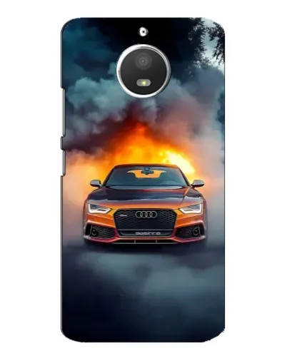 Чохол для Motorola MOTO E4 з картинкою «Audi у вогняному диму»