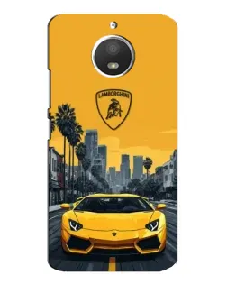 Чохол для Motorola MOTO E4 з картинкою «Жовтий Lamborghini місто»