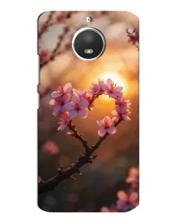 Чохол для Motorola MOTO E4 з картинкою «Рожевий цвіт  сердечко на тлі заходу»