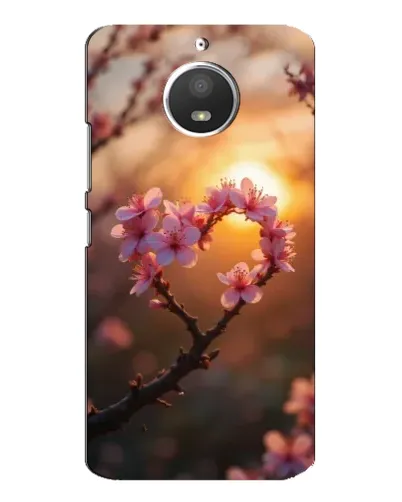 Чохол для Motorola MOTO E4 з картинкою «Рожевий цвіт  сердечко на тлі заходу»