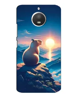 Чехол для Motorola MOTO E4 с картинкой «Закат солнца с капибарой»