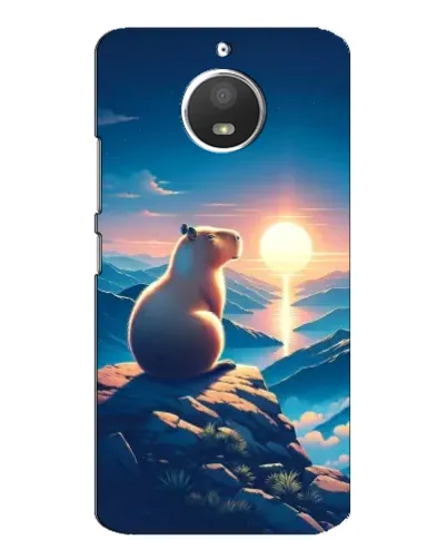 Чехол для Motorola MOTO E4 с картинкой «Закат солнца с капибарой»