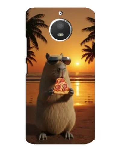 Чехол для Motorola MOTO E4 с картинкой «Капибара с пиццей»