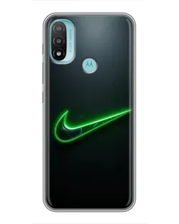 Чехол для Motorola MOTO E40 с картинкой «Неоновый контур Nike»