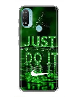 Чехол для Motorola MOTO E40 с картинкой «Зеленый неоновый Nike»