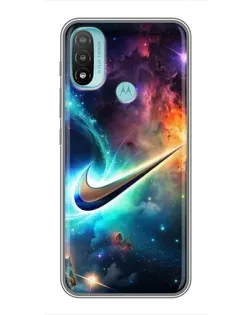 Чехол для Motorola MOTO E40 с картинкой «Космический Nike Swoosh»