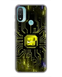 Чехол для Motorola MOTO E40 с картинкой «Nike — золотая искра»
