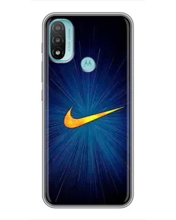 Чехол для Motorola MOTO E40 с картинкой «Синий пульс Nike»