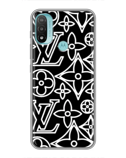 Чохол для Motorola MOTO E40 з картинкою «Чорно-білий візерунок LV»