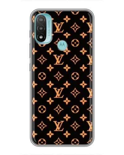 Чохол для Motorola MOTO E40 з картинкою «Золота монограма LV»