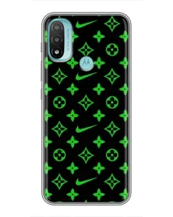 Чохол для Motorola MOTO E40 з картинкою «Неоновий принт LV»