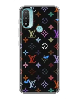 Чохол для Motorola MOTO E40 з картинкою «Кольорова монограма LV»