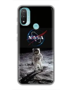 Чехол для Motorola MOTO E40 с картинкой «Астронавт на Луне»