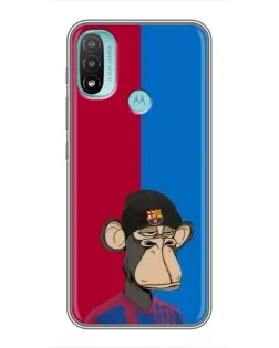 Чехол для Motorola MOTO E40 с картинкой «Bored Ape — фанат Барсы»