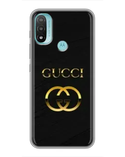 Чехол для Motorola MOTO E40 с картинкой «Золотой логотип Gucci»