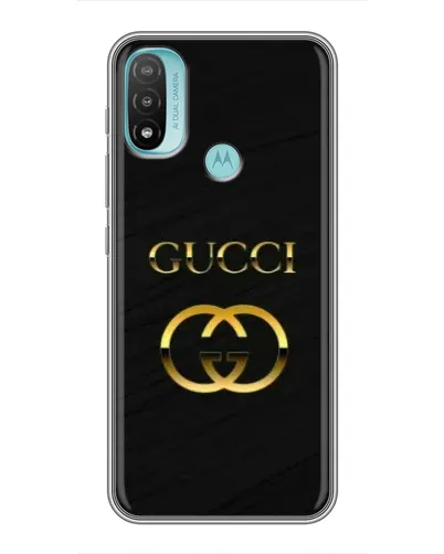 Чехол для Motorola MOTO E40 с картинкой «Золотой логотип Gucci»