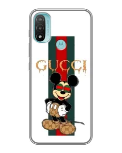 Чехол для Motorola MOTO E40 с картинкой «Микки Маус Gucci — полосы»