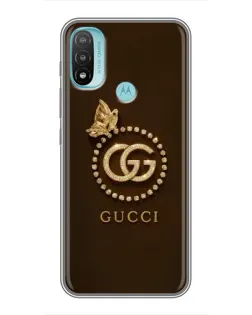 Чехол для Motorola MOTO E40 с картинкой «Gucci — золотая бабочка»