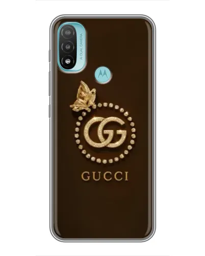 Чехол для Motorola MOTO E40 с картинкой «Gucci — золотая бабочка»