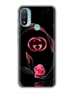 Чехол для Motorola MOTO E40 с картинкой «Gucci — неоновая роза»
