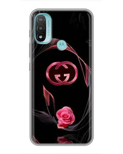 Чехол для Motorola MOTO E40 с картинкой «Gucci — неоновая роза»