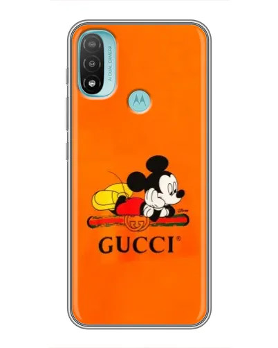 Чехол для Motorola MOTO E40 с картинкой «Микки Маус Gucci — оранж»