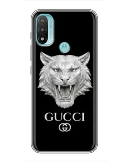 Чохол для Motorola MOTO E40 з картинкою «Gucci — срібний лев» Чохол для Motorola MOTO E40 з картинкою «Gucci — срібний лев»