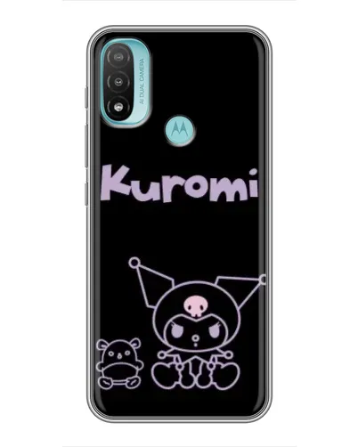 Чехол для Motorola MOTO E40 с картинкой «Kuromi — черный минимализм»