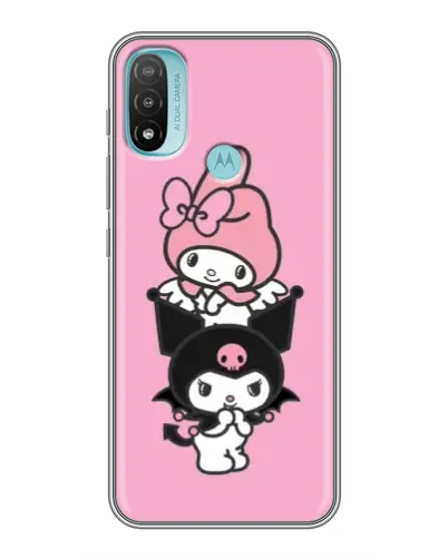 Чехол для Motorola MOTO E40 с картинкой «Трио My Melody и Kuromi»