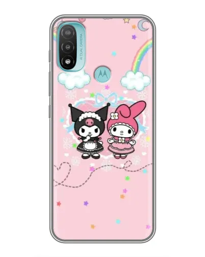 Чехол для Motorola MOTO E40 с картинкой «My Melody и Kuromi»