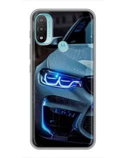 Чехол для Motorola MOTO E40 с картинкой «Взгляд BMW с синими фарами» Чехол для Motorola MOTO E40 с картинкой «Взгляд BMW с синими фарами»