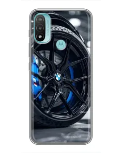 Чехол для Motorola MOTO E40 с картинкой «Колесо BMW вблизи»