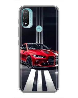 Чехол для Motorola MOTO E40 с картинкой «Красная BMW на дороге»