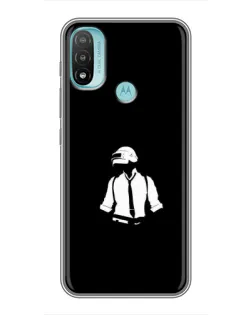Чехол для Motorola MOTO E40 с картинкой «PUBG — белый шлем»