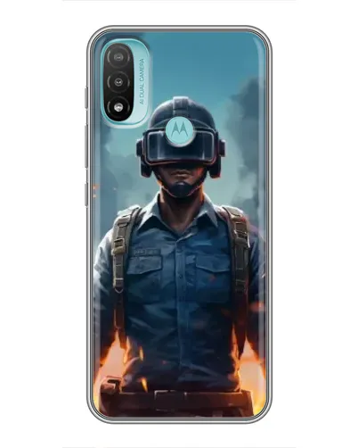 Чехол для Motorola MOTO E40 с картинкой «PUBG — реалистичный герой»