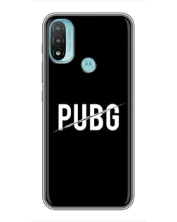 Чехол для Motorola MOTO E40 с картинкой «PUBG — белый логотип»