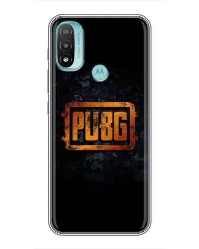 Чехол для Motorola MOTO E40 с картинкой «PUBG — золотой логотип»