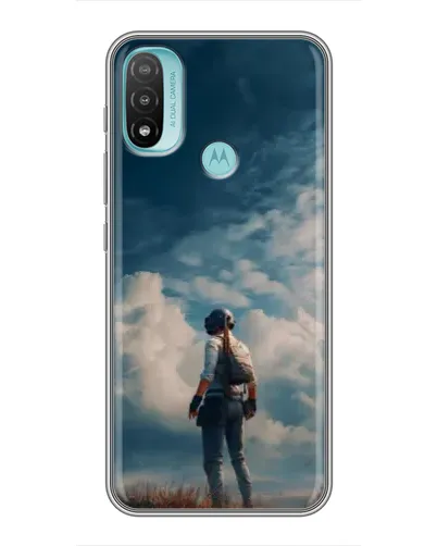 Чехол для Motorola MOTO E40 с картинкой «Герой PUBG на скале»
