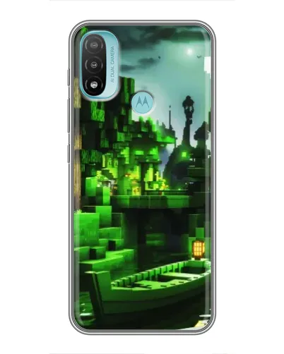 Чехол для Motorola MOTO E40 с картинкой «Minecraft лесной пейзаж»